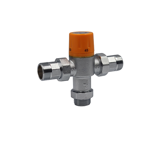 Thermostatic Temperature Control Valve Hot Cold Water Shower Mixer Electroplated Copper Mixing Valve for Solar Heating System Water Pipe Bathroom Kitchen