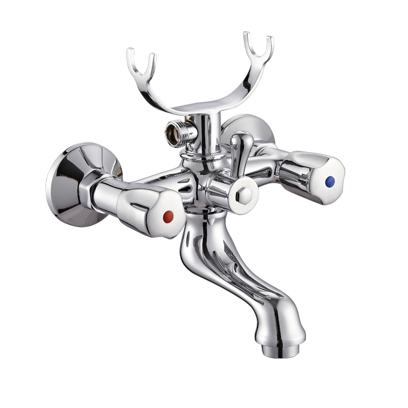 Economic Brass Bridge Style Dual Handle Kitchen Faucet