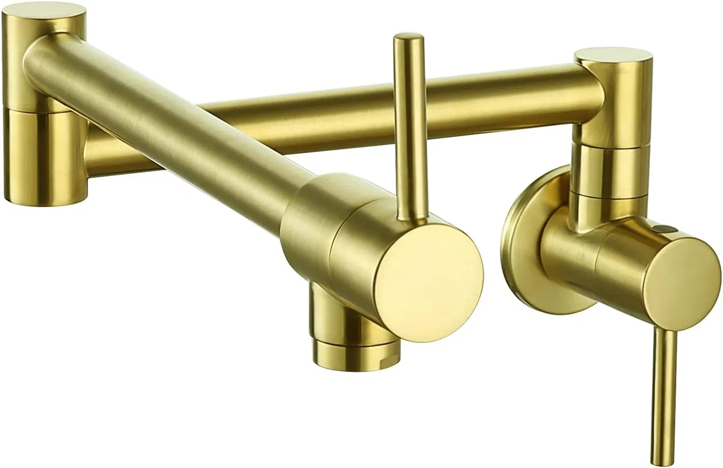 Pot Filler Folding Faucets, Wall Mount Pot Filler Kitchen Faucet Solid Brass, Swing Arm Folding Brushed Gold Modern Kitchen Sink Faucet Folding Stretchable