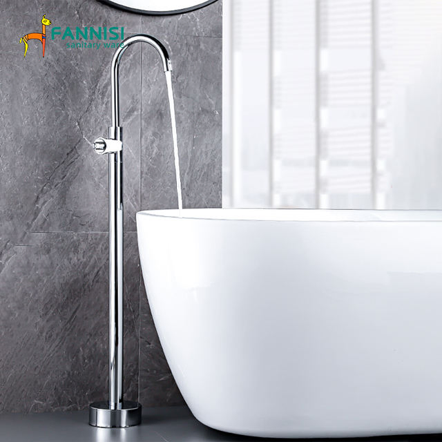 Brass Bathroom Chrome Freestanding Bath Faucet Hot and Cold Water Bathtub Shower Water Tap Faucet