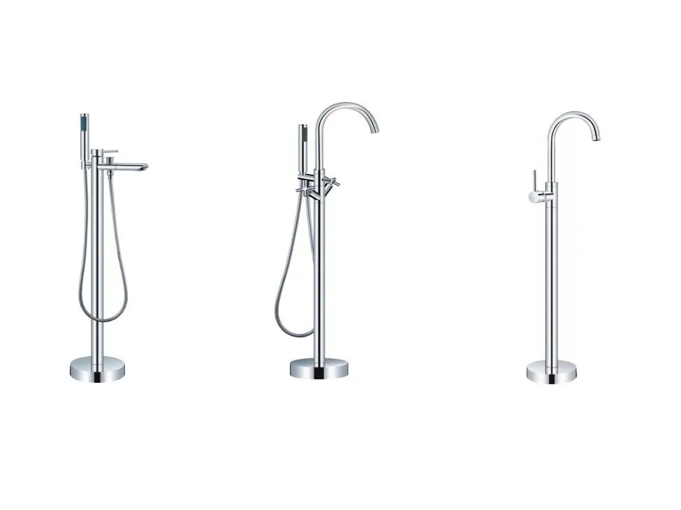 Brass Freestanding Floor Mount Bathtub Shower Faucet