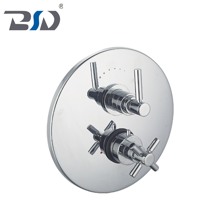 Brass Chrome Twin Handle Control Concealed Thermostatic Shower Valve