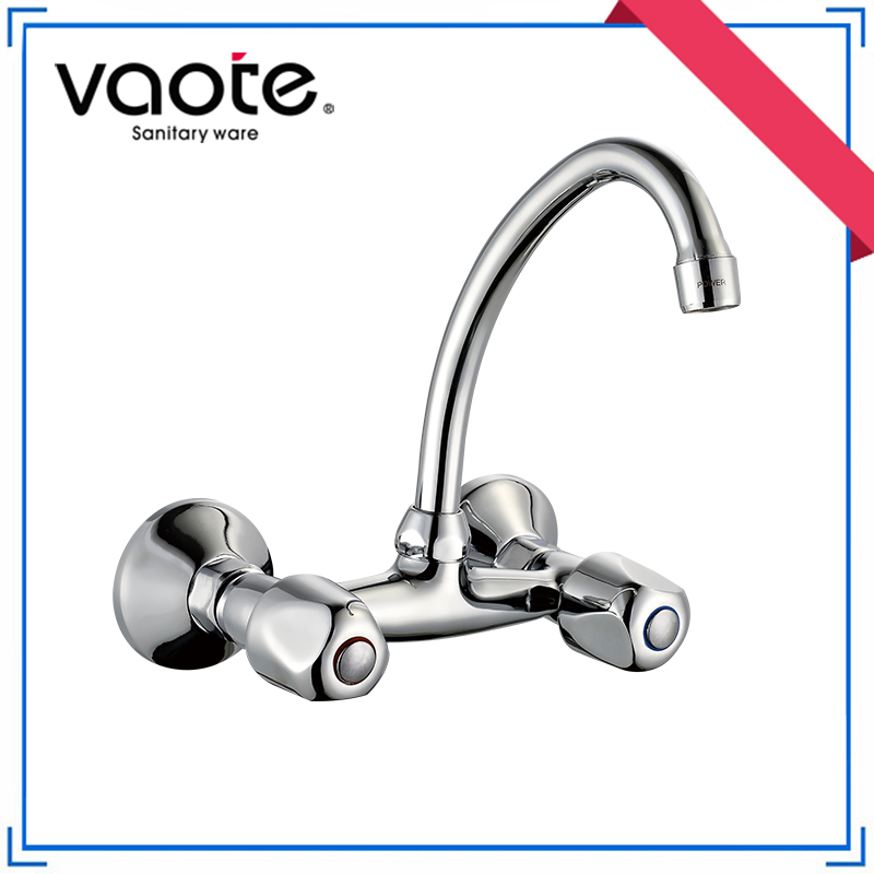 Zinc Body Bridge Style Double Handle Kitchen Sink Faucet (VT61206)