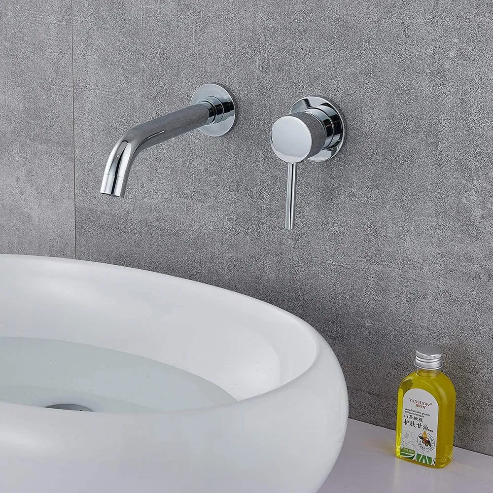 Unique Fancy Cupc Solid Brass 4 Inch Wall Mounted Bathroom Sink Lavatory Faucet