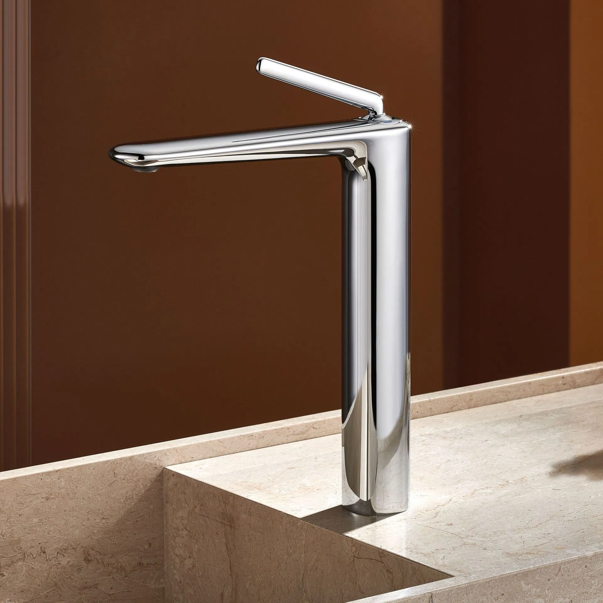 Sanitary Ware Bathroom Water Tap Wash Basin Sink Brass Body Mixer Single Hand Faucet Nickel Brushed