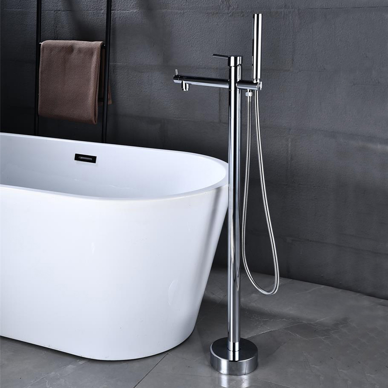 Bathroom Single Handle Bath Faucet with Hand Shower Freestanding Bathtub Tap