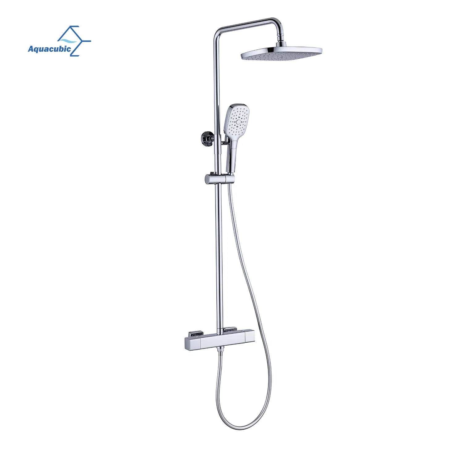 Bathroom Luxury Brass Chromed 2-Handle Wall Mount Thermostatic Shower Valve Trim Constant Temperature Water Mixer