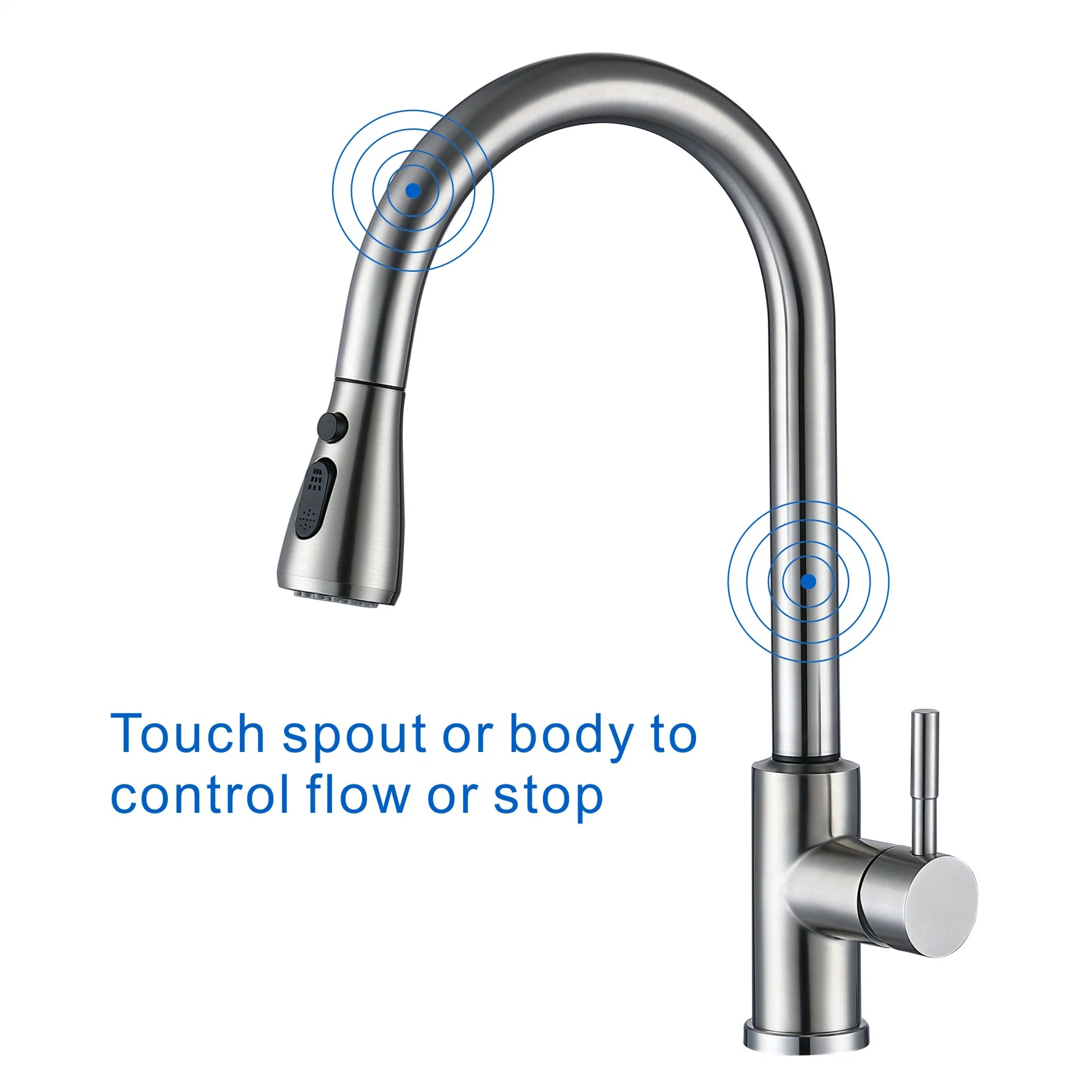 Stainless Steel Touchless Automatic Touch Control Pull out Down Kitchen Faucet Sensor Faucet (FT1127-T01)