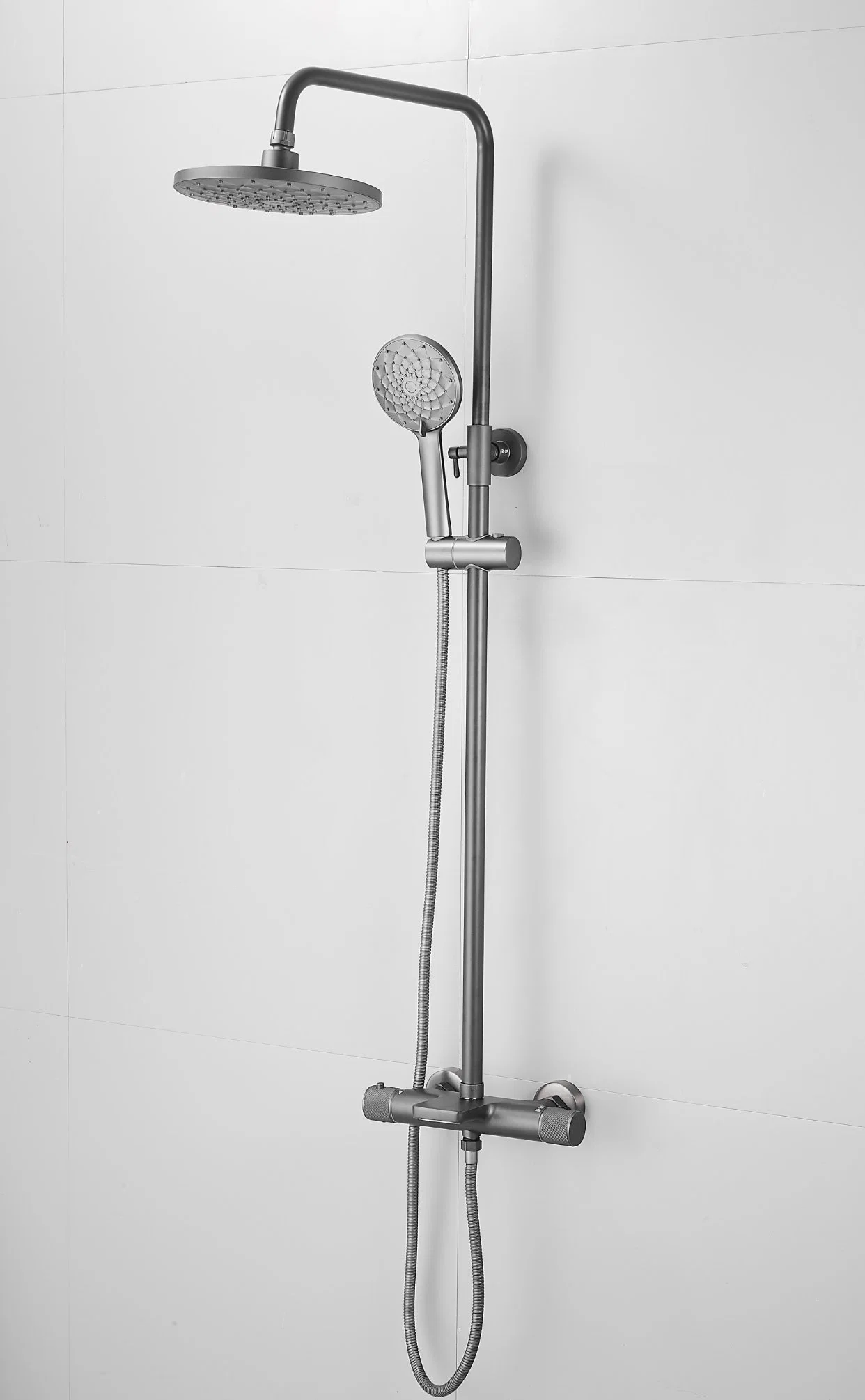 Latest Design Solid Brass Matte Black Four Functions Thermostatic Shower Valve with Shelf Thermostatic Shower Faucet