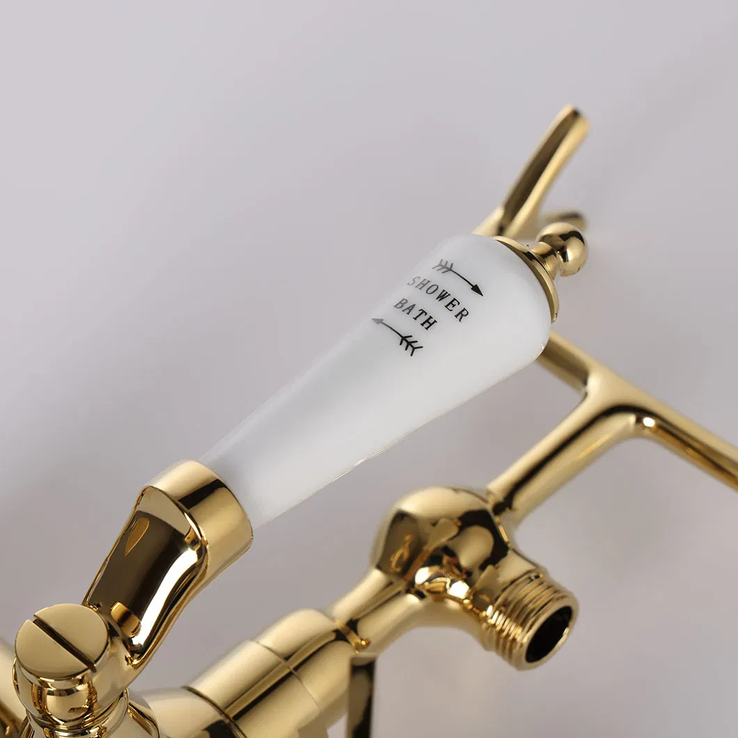 Elegant Gold Brass Dual Function Freestanding Bathtub Faucet for Luxury Bathrooms
