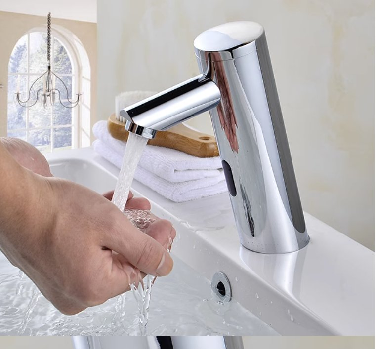 Manufacturer Deck Mounted Automatic Bathroom Mixer Tap Faucet Brass Touchless Automatic Motion Sensor Water Saving Faucet Basin Mixer