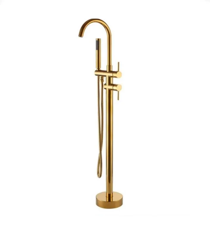 Brass Freestanding Floor Mount Bathtub Shower Faucet