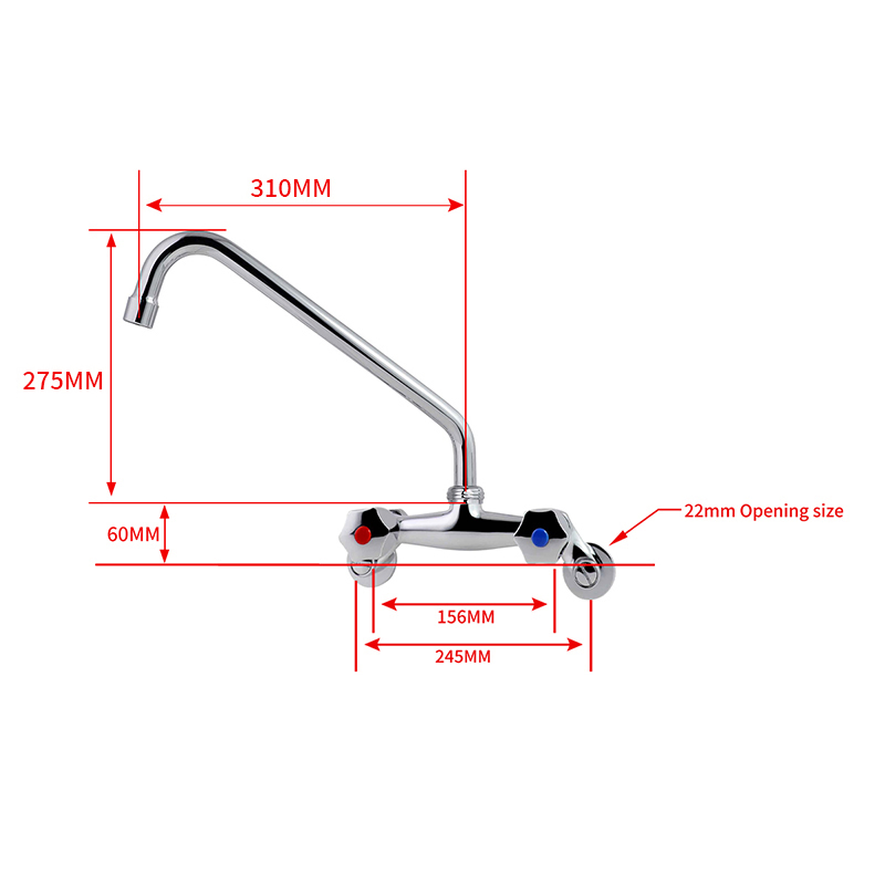 High Quality Chrome Brass Deck Mounted Kitchen Faucet Dual Handle with Ceramic Valve Modern Style Classic Bridge Taps for Sink