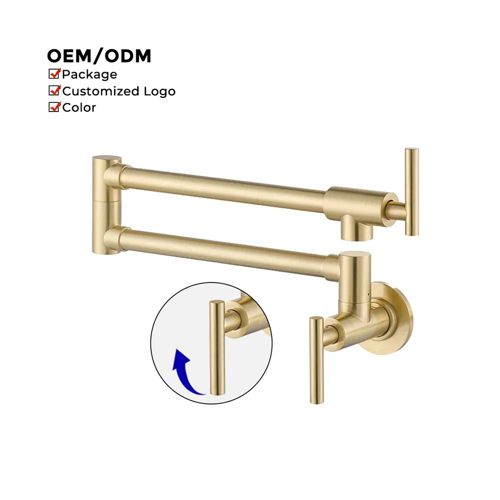Single Cold Brass Kitchen Sink Taps Faucet Pot Filler Folding Kitchen Faucet