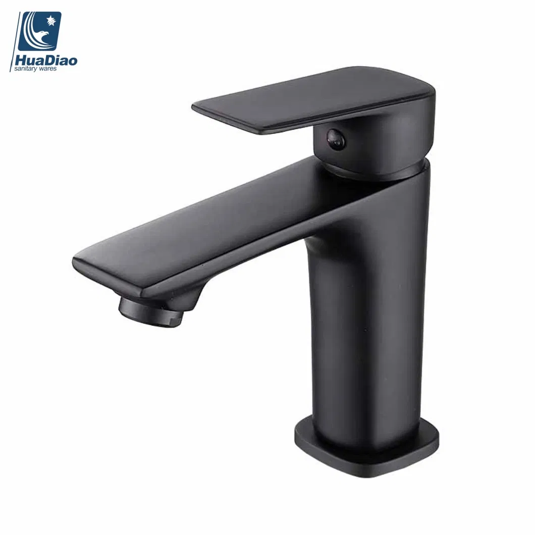 Huadiao Contemporary Luxury Black Matte Basin Mixer Lavatory Faucet Tap