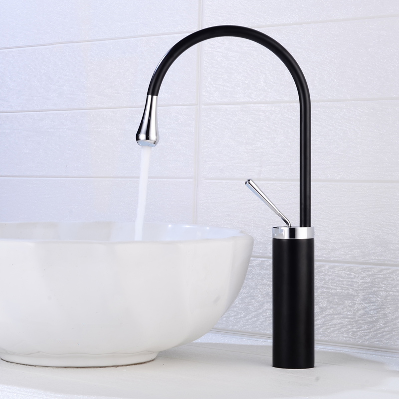 Morden Black Faucet Tap Bathroom Sink Faucet Single Handle Hole Deck Mounted Wash Hot Cold Mixer Tap Wash Basin Mixer