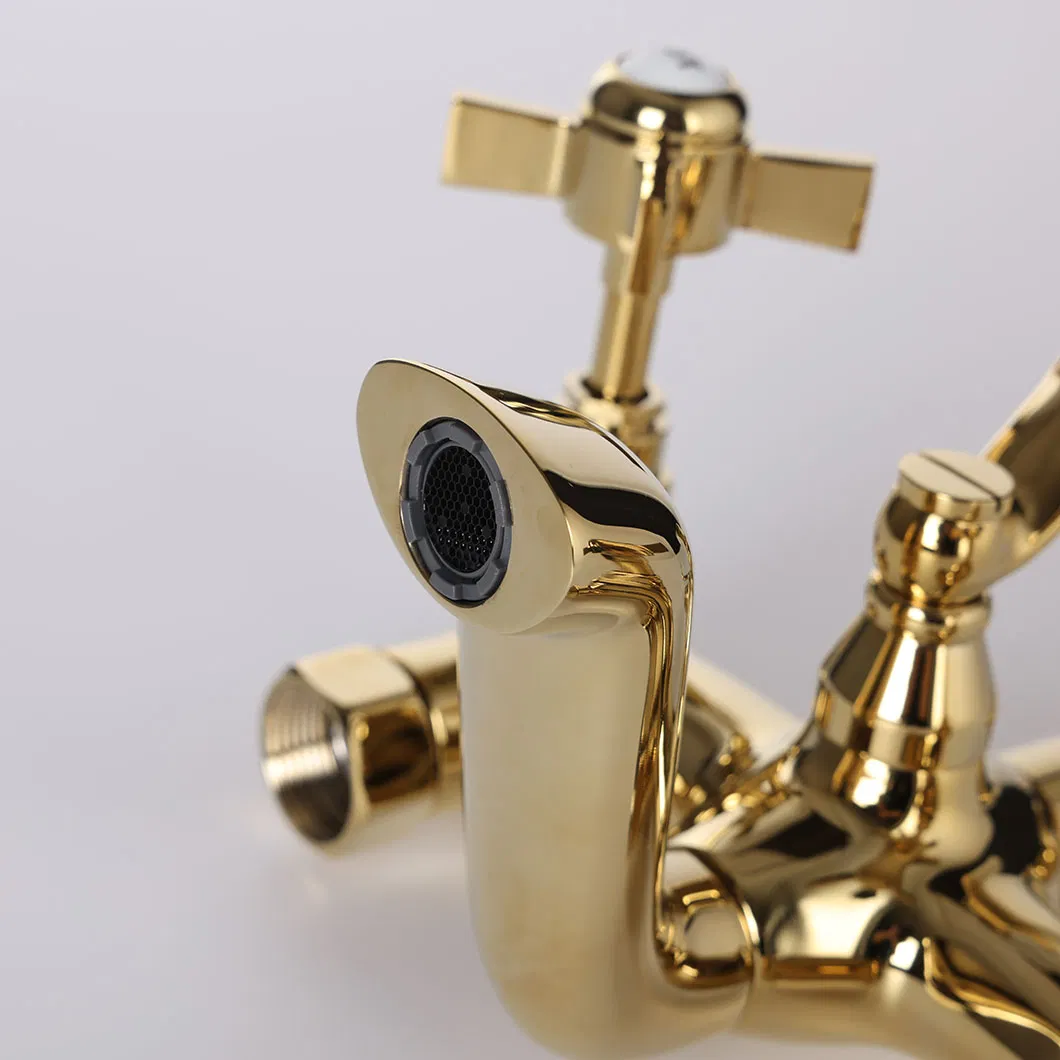 Elegant Gold Brass Dual Function Freestanding Bathtub Faucet for Luxury Bathrooms