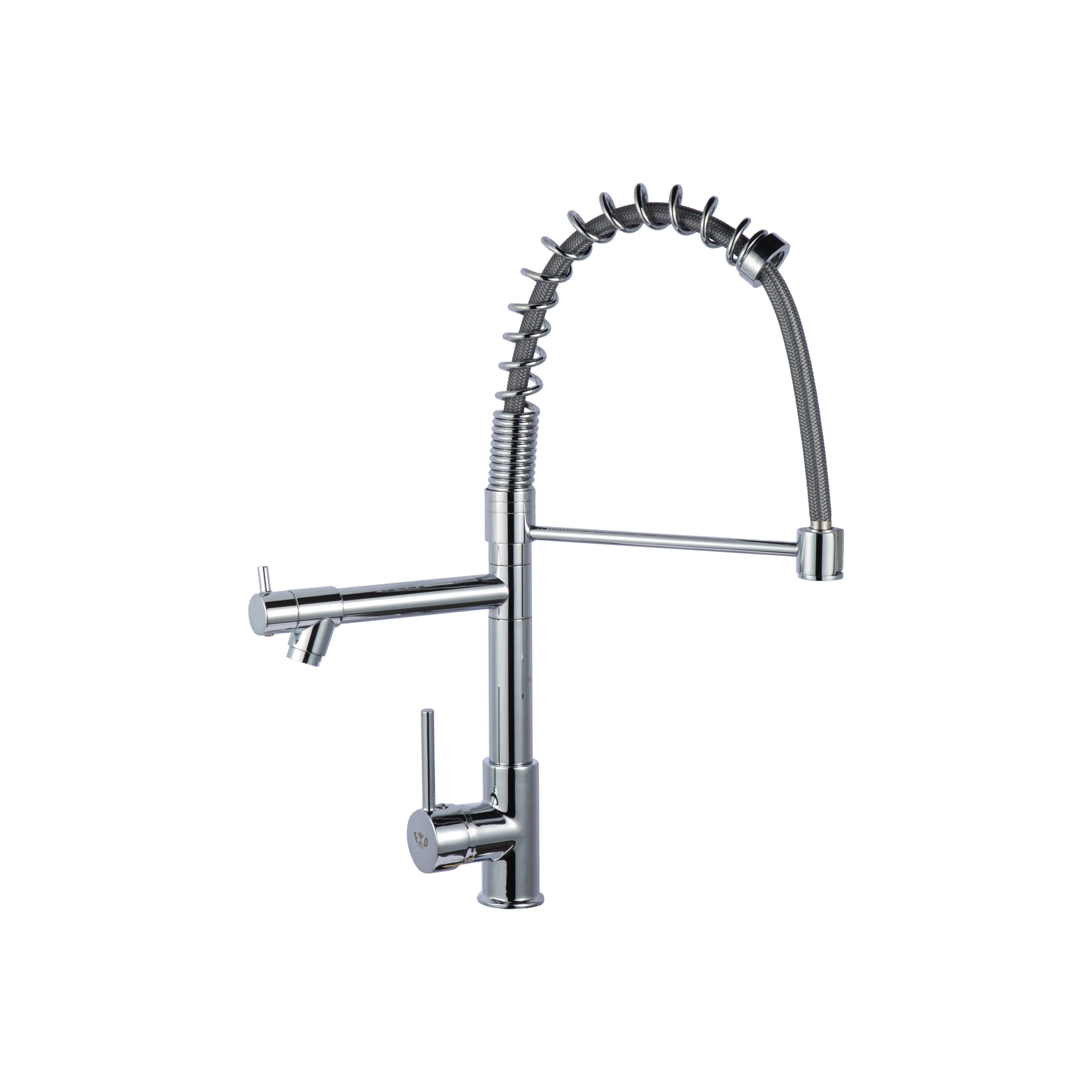 Commercial Pre-Rinse Kitchen Faucet, High Arc Kitchen Sink Faucet with Pull Down Spring Spout and Pot Filler