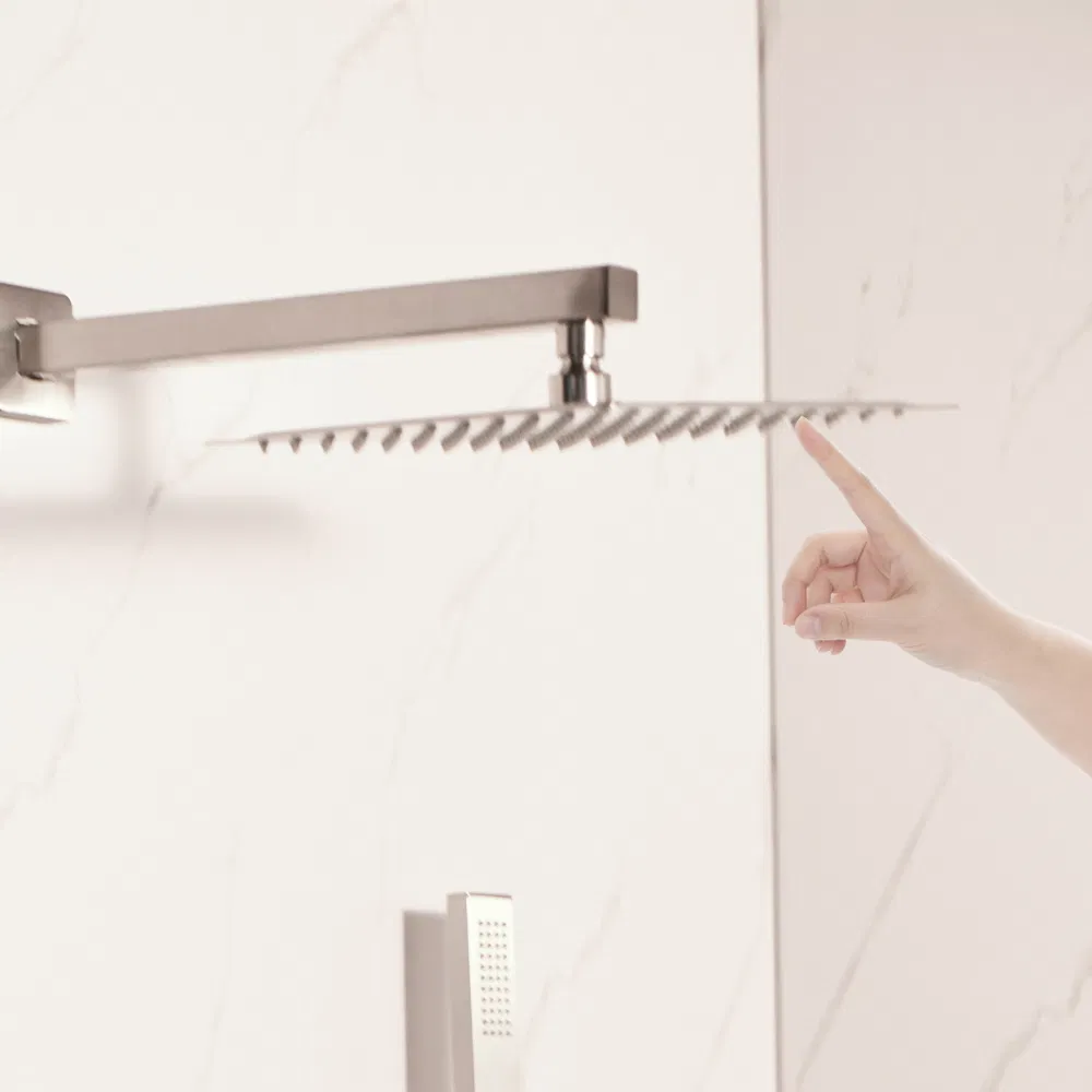 Factory Concealed Luxury Rain Matt Brushed Nickel Finish Bath Shower Head Mixer Brass Faucet 3 Functional Bathroom Shower Faucet