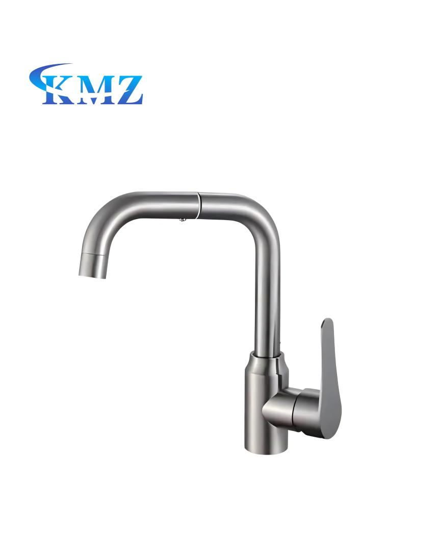 New Style Single Handle Nickel Brushed Basin Tap Faucet Deck Mounted for Kitchen