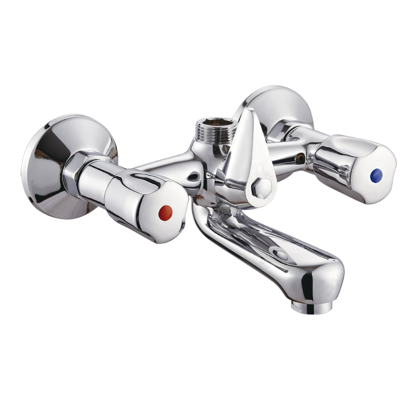 Economic Brass Bridge Style Dual Handle Kitchen Faucet