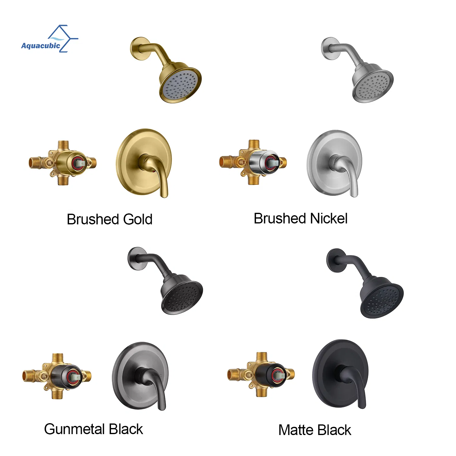 Shower Only Faucet with Handle Set, Brushed Nickel Bathroom Rainfall Shower System with Rough-in Valve