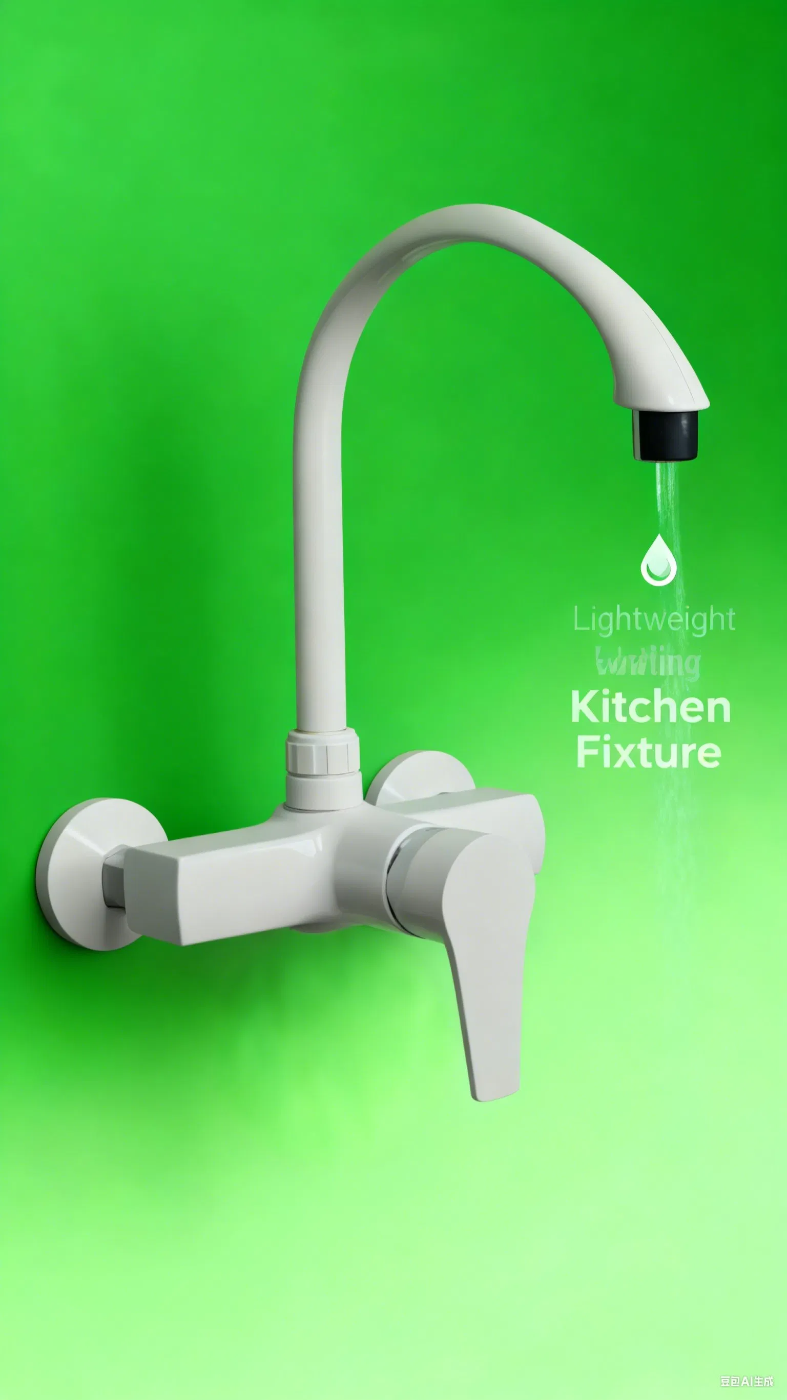 Durable Plastic Wall-Mounted Kitchen Faucet with Single Lever Control