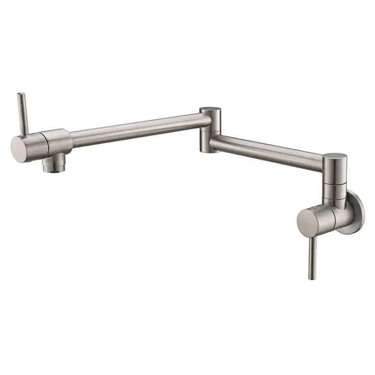 Wall Mounted Rose Gold Pot Filler Folding Kitchen Faucet Tap Brushed Gold 2025 Hot Sales Foldable Faucet