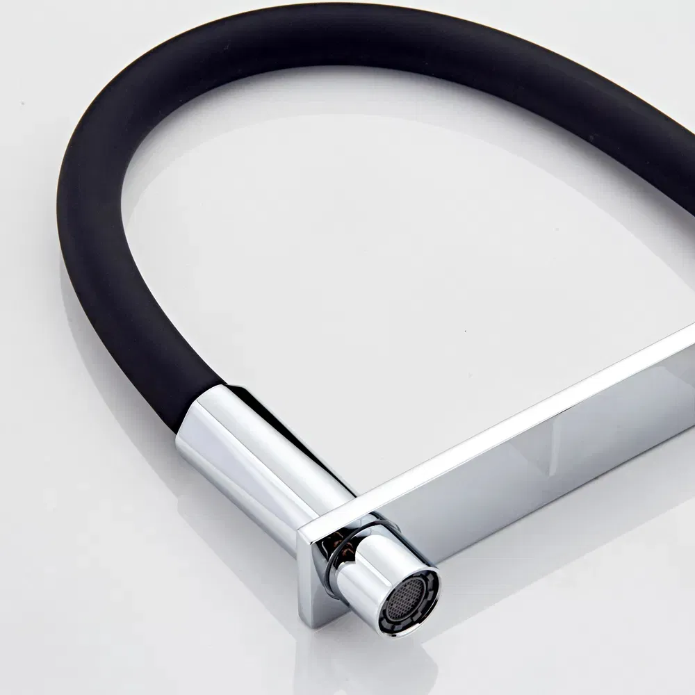 Black Matte Pull Down Square Brass Kitchen Mixer Sink Faucet