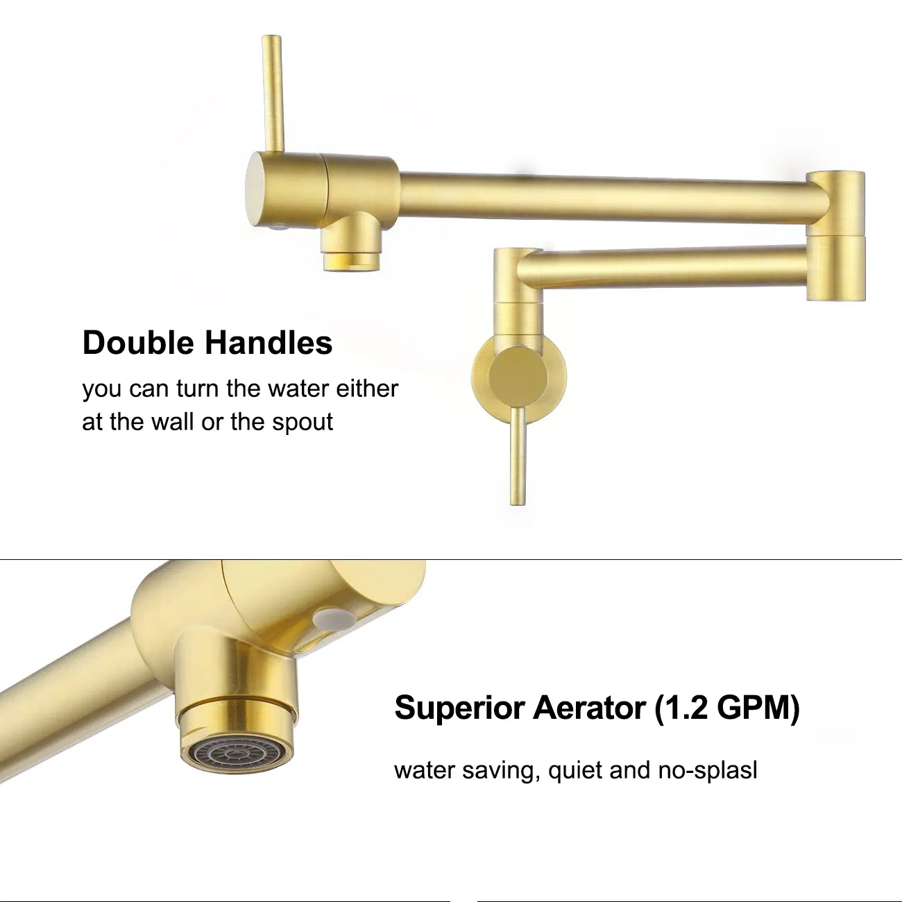 Aquacubic Wall Mount Kitchen Pot Filler Faucet Rose Gold Folding Stretchable Faucet Cozhina En La Pared Grifo De Cocina