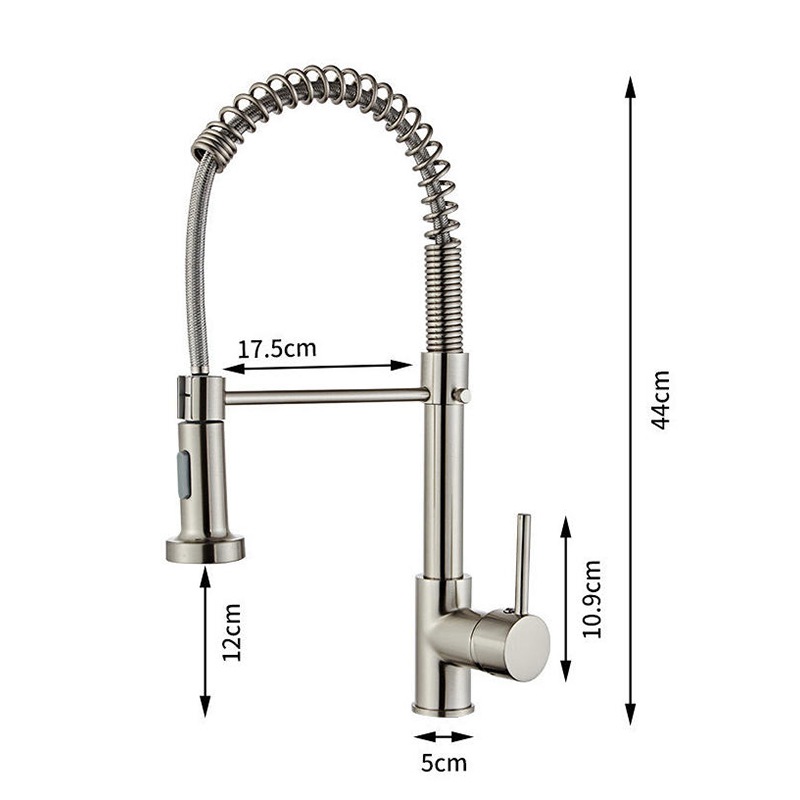 Brushed Nickel 1 Handle Pull out Spring Stainless Steel Garden Water Osmosis Smart Bathroom Basin Waterfall Bathroom Sink Faucet for Bathroom