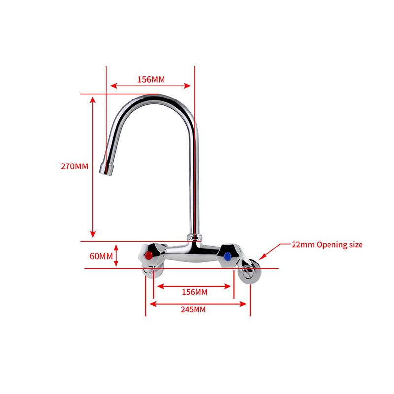 High Quality Chrome Brass Deck Mounted Kitchen Faucet Dual Handle with Ceramic Valve Modern Style Classic Bridge Taps for Sink