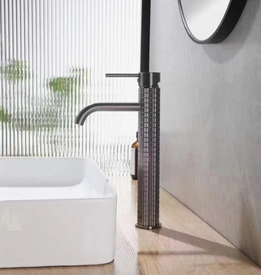 Deck Mounted Tall Basin Mixer Plated Chrome, Matt Black