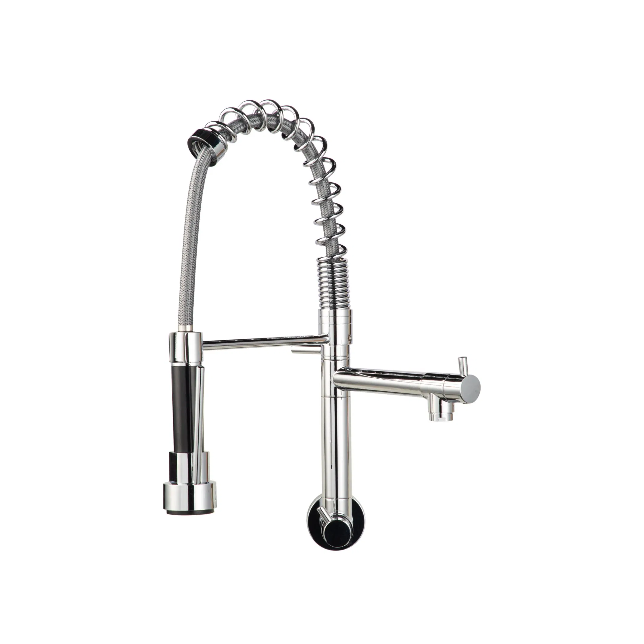 Commercial Pre-Rinse Kitchen Faucet, High Arc Kitchen Sink Faucet with Pull Down Spring Spout and Pot Filler