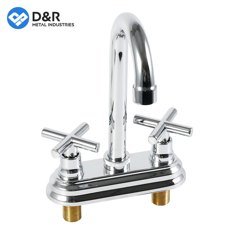 D&R Hot Cold Mixer Dual Handle Sink Tap Bridge Kitchen Faucet