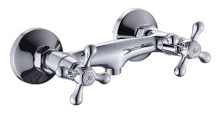 Oudinuo Chrome Brass Kitchen Faucet Double Lever Wall-Mounted Odn-82818