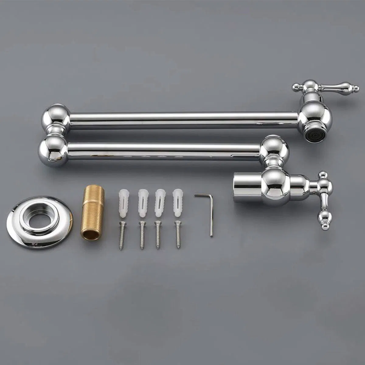 Factory Direct Price Chrome Classic Single Handle Cold Wall Mounted Water Spout Stovetop Tap Above Stove Hob Faucet Pot Filler by Stove