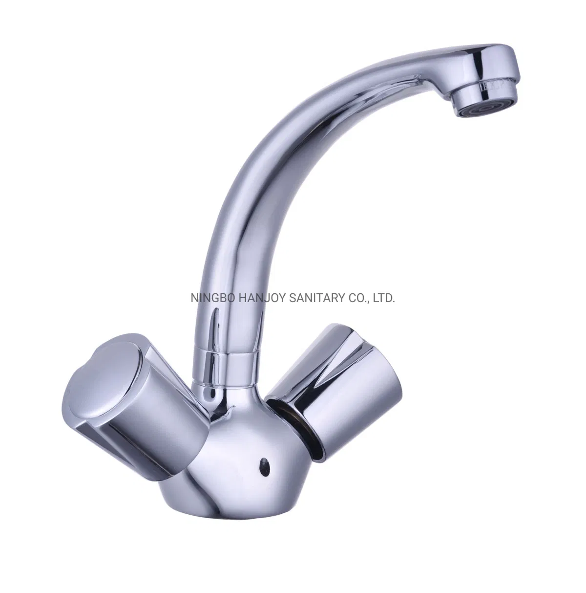 Brass Deck Mounted Double Handle Bridge Kitchen Faucet (H56-107)