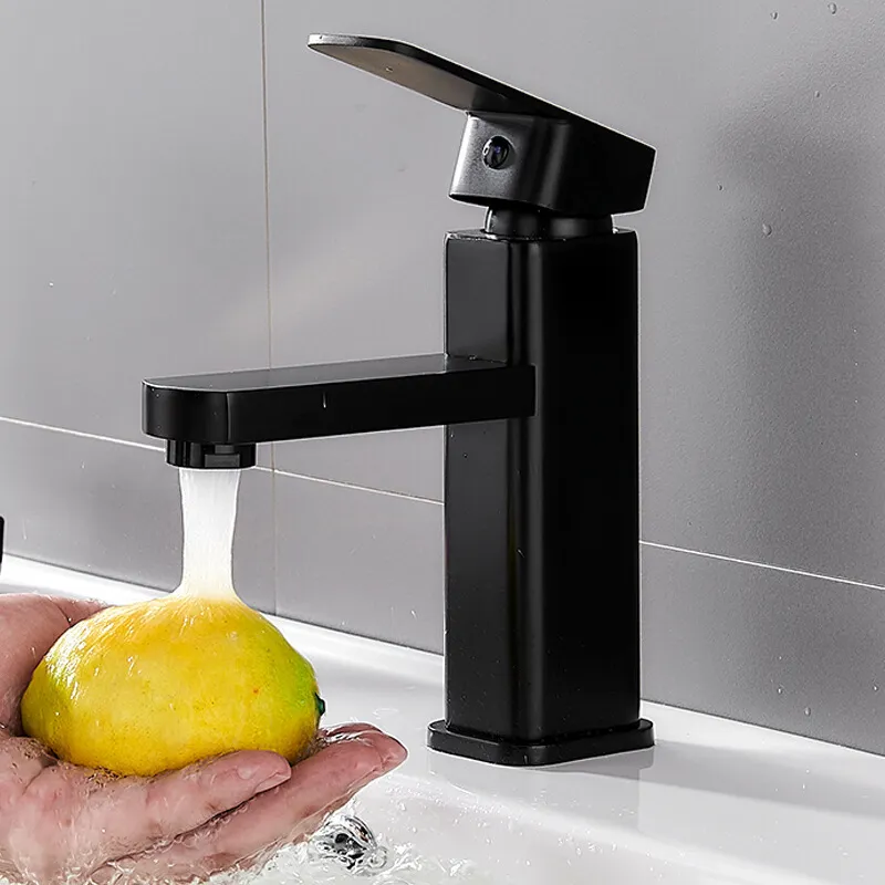 Matte Black Geometric Basin Faucet Detail 4