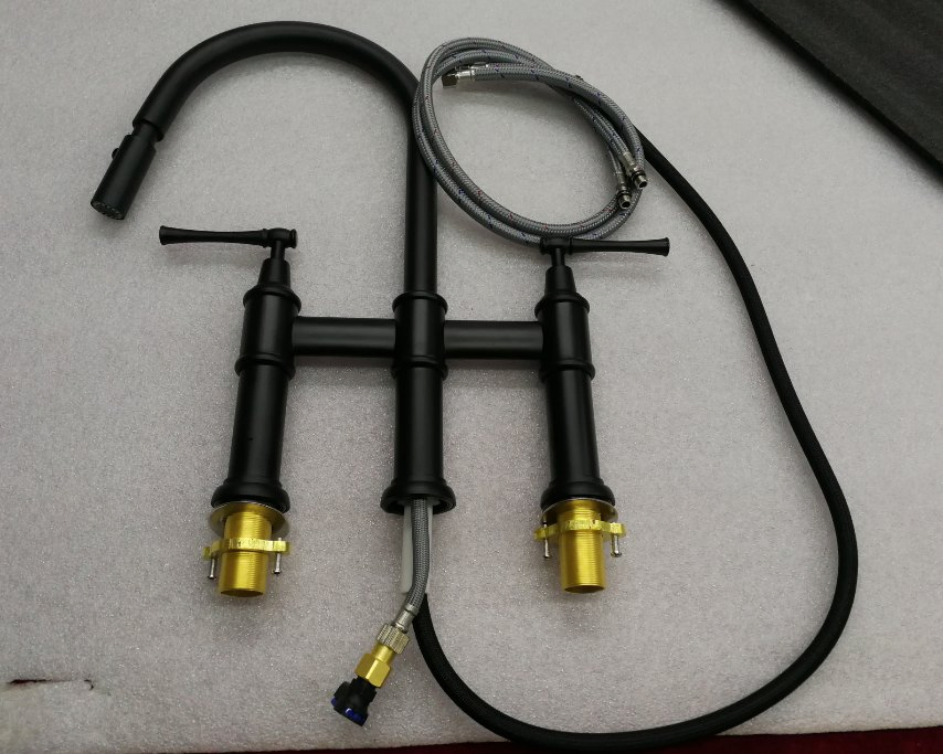 Aquacubic Cupc Matte Black Bronze High Arc Bridge Kitchen Faucet with Side Spray Kitchen Faucet