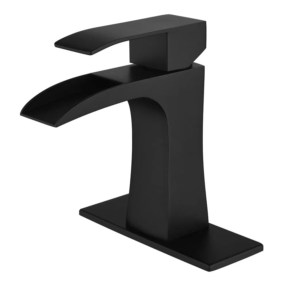 Deck Mounted Black Hot Cold Water Washroom Lavatory Bathroom Basin Mixer