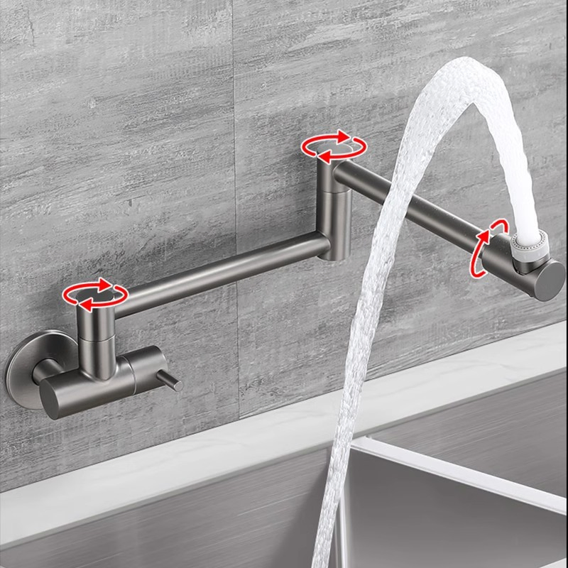 Premium Stainless Steel Wall-Mount Pot Filler Faucet for Kitchens
