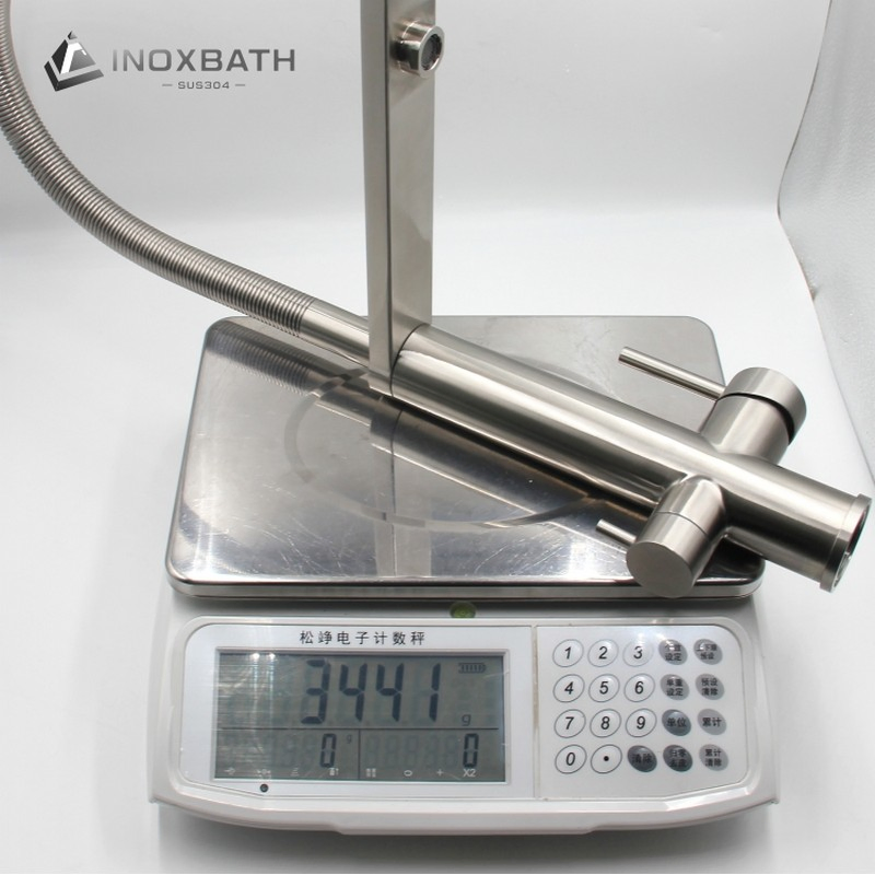 Elegant 304 Stainless Steel Bridge Kitchen Faucet with Waterfall Design