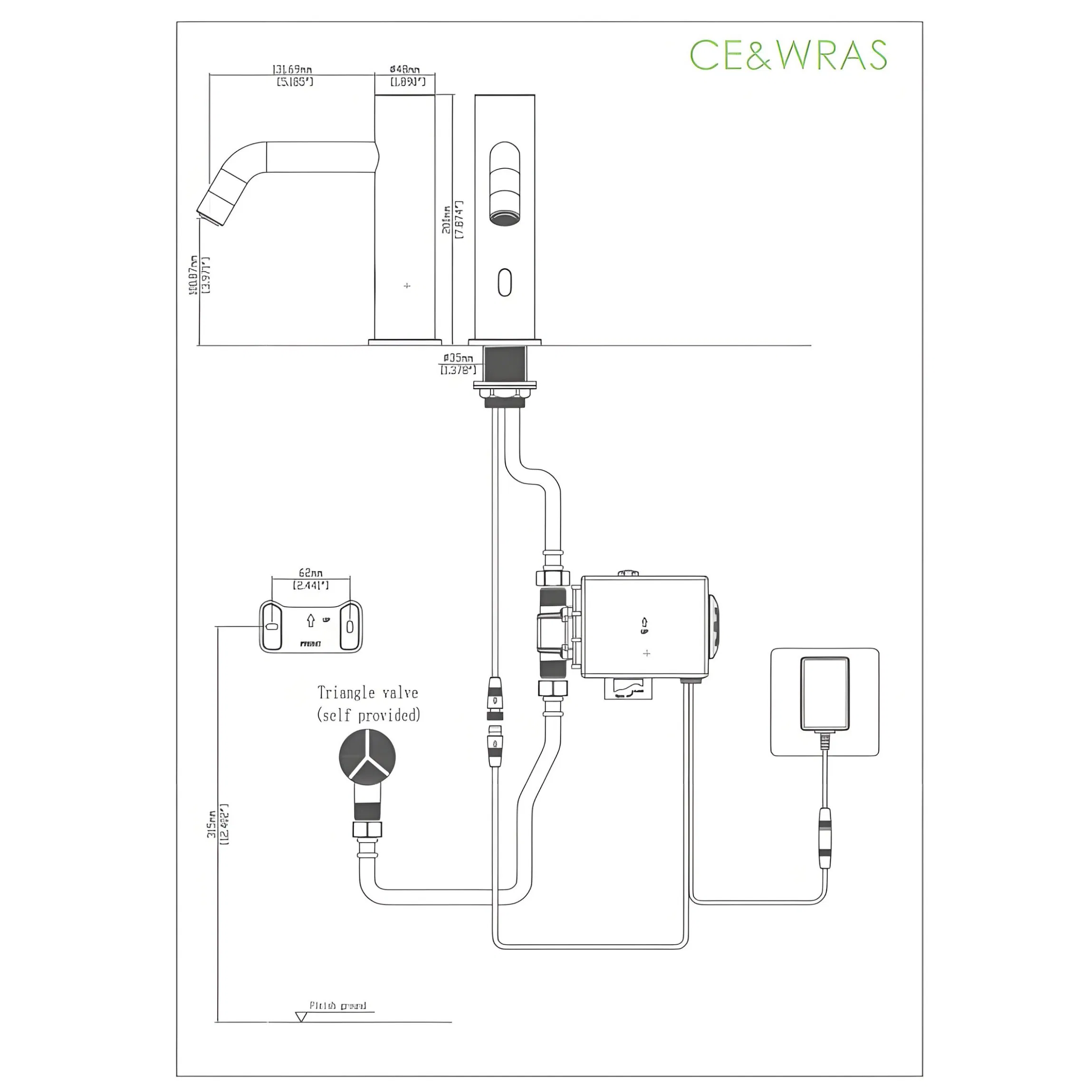 Sensor Faucet and Automatic Basin Faucet with Tof Sensing, Chrome Matte Black Finishes and High Temperature Resistance