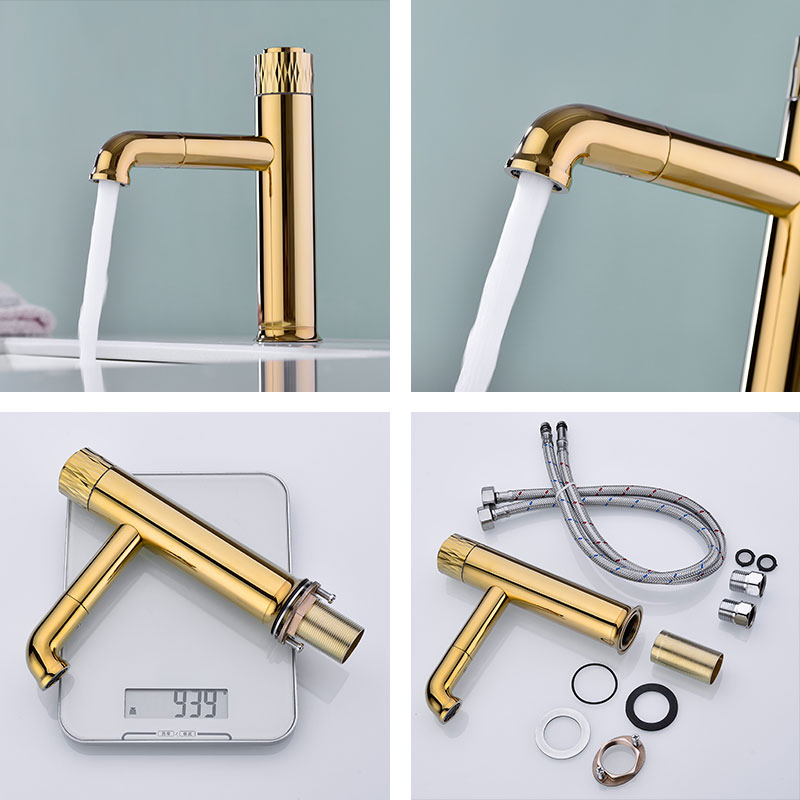 Brushed Nickel Gold Brass Finish 360° Swivel Spout Bathroom Basin Faucet