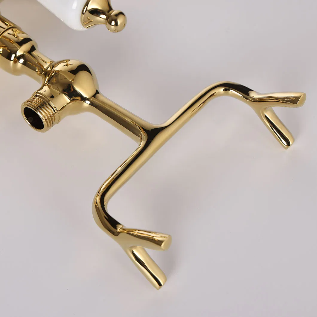 Elegant Gold Brass Dual Function Freestanding Bathtub Faucet for Luxury Bathrooms