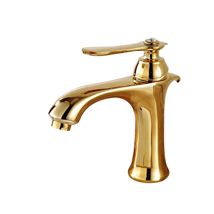 Single Level Gold Plated Deck Mounted Basin Mixer