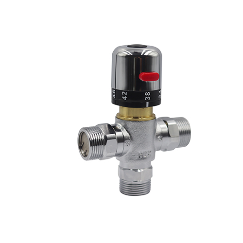 Thermostatic Temperature Control Valve Hot Cold Water Shower Mixer Electroplated Copper Mixing Valve for Solar Heating System Water Pipe Bathroom Kitchen