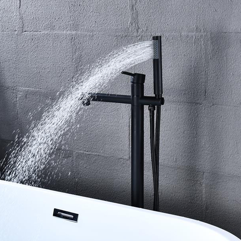 Bathroom Single Handle Bath Faucet with Hand Shower Freestanding Bathtub Tap