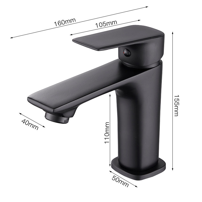 Huadiao Contemporary Luxury Black Matte Basin Mixer Lavatory Faucet Tap